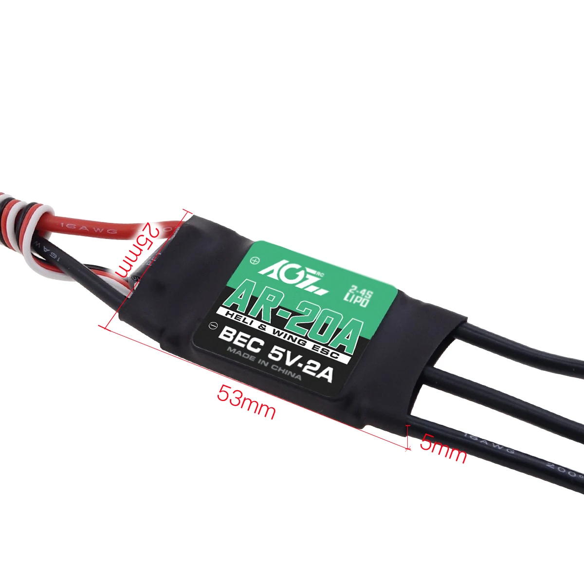 AGFRC AR-20A 2-4S Lipo Quadcopter Vliegtuigen 20A Borstelloze ESC Met BEC 5V 2A