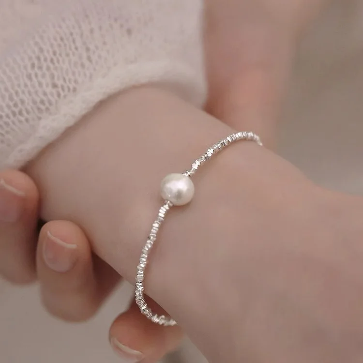 925 Sterling Silver Bracelets for Women Men Accessories Trendy Vintage Pearl Simple Vintage Pendant Party Jewelry