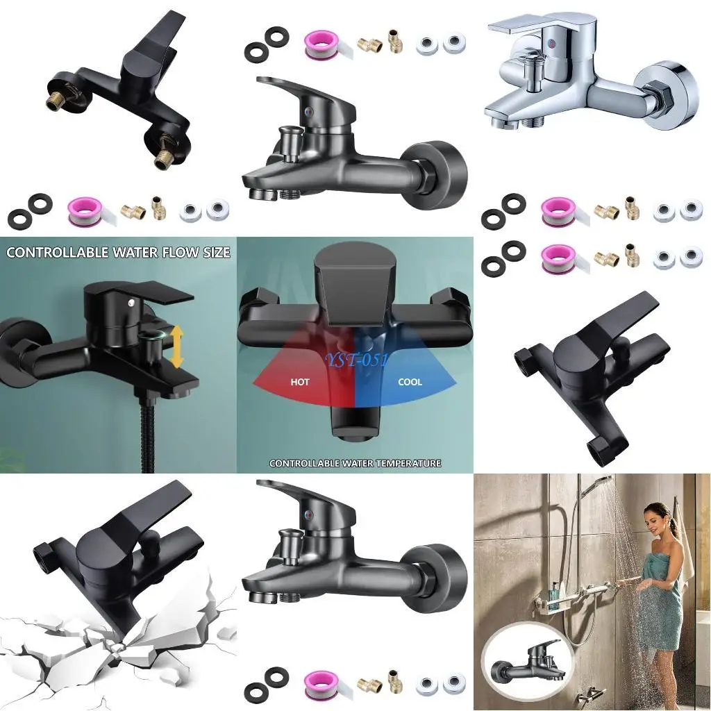 

E15A Zinc Alloys Basins Faucet Bathroom Splitter Wall Mounted Hot Cold Water Mixer Tap