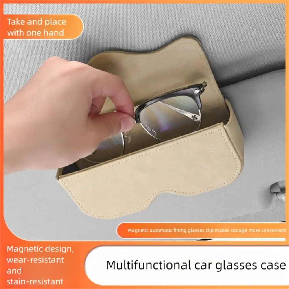

Car Sun Shade Plate Glasses Bag Universal Sun Visor Storage Case Car Interior Suede Leather Sunglasses Case Accessory