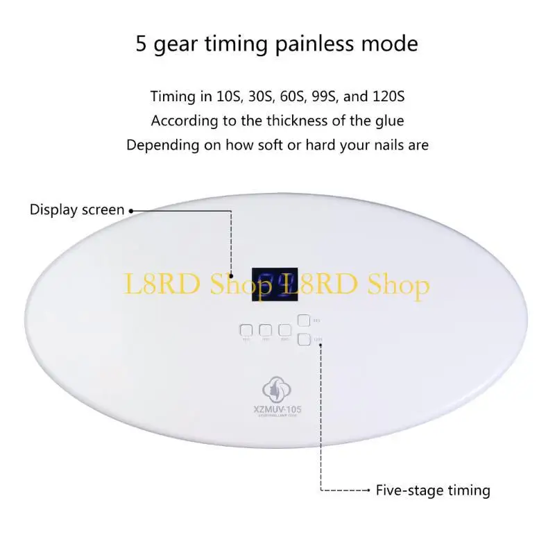 

L8RD 256W UV LED Lamp with 5 Timer Settings for Women Girls