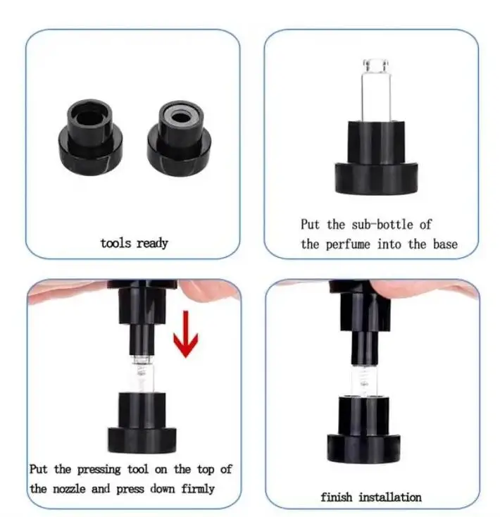 200 stücke 1,5 ml 2ml Bajonett Flasche Probe Französisch Pumpe Parfüm Flasche Sprayer Kunststoff Düse Glas Bajonett Schwarz Weiß farbe