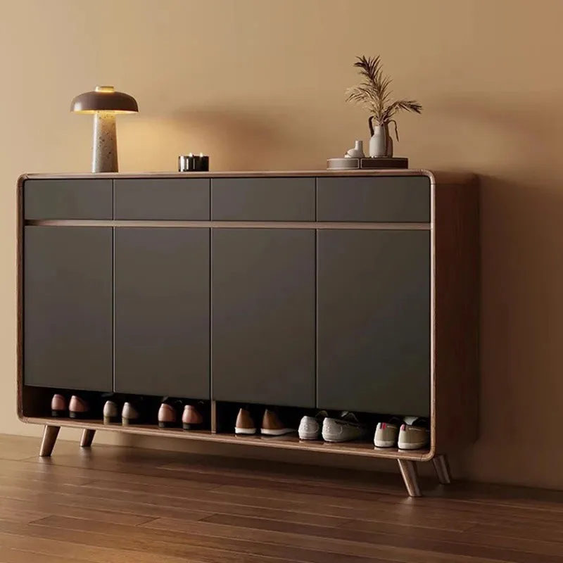 Zapatero Vintage moderno para entrada nórdica, Zapatero multiusos negro para pasillo, Archivadores de lujo para sala de estar, muebles para el hogar
