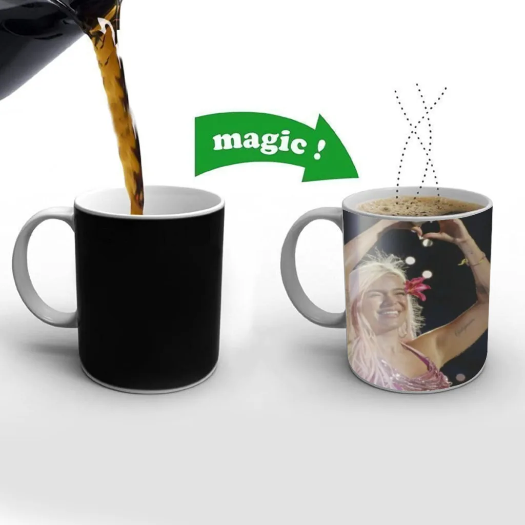 Singer karol g New Creative Color Changing Mug Ceramic Coffee Milk Tea Cup Gifts Free shipping