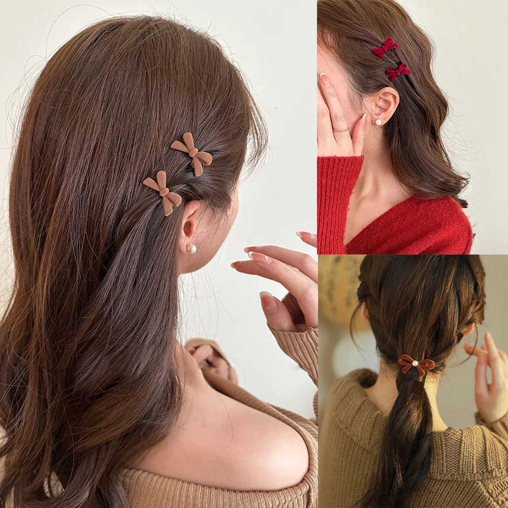 Red Black Hairpin Festival Party Side Clip Bow Sweet Bangs Clip Side Clips For Women Korean Styling Tools Hair Accessories