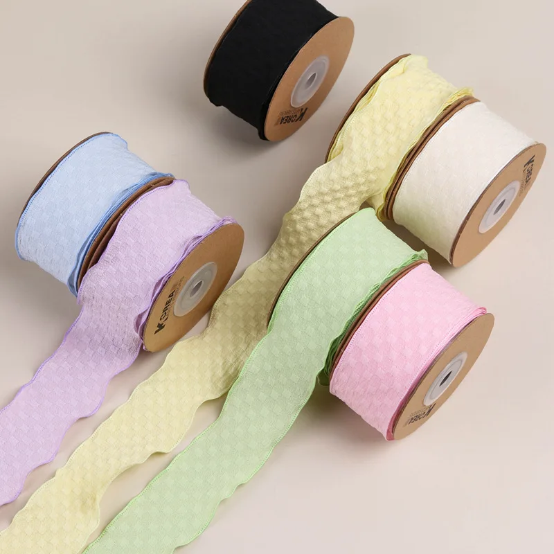 9-10 Yards 25MM 38mm Lace / pleats / plaid / fungus edge Ribbon Make Kids Hair Accessories Material Handmade Carfts Gift