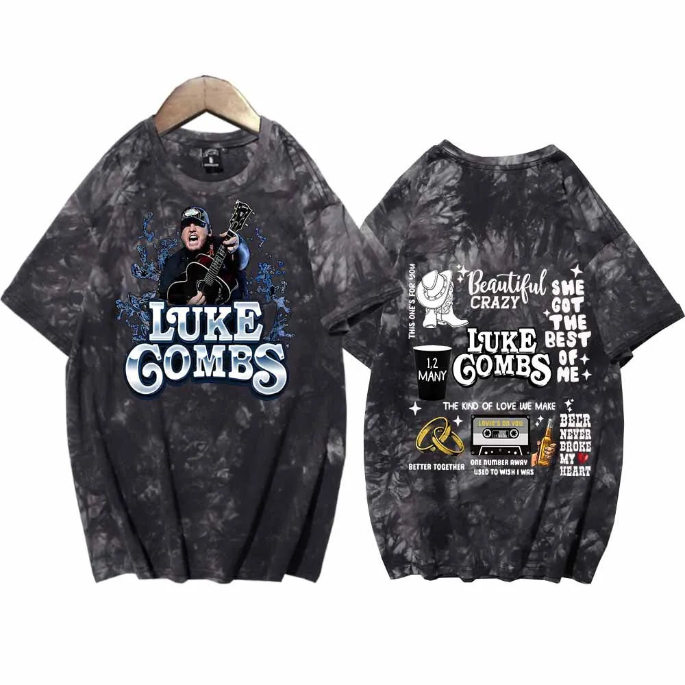 Luke Combs 2024 Tour Tie Dye Shirts Swift Fan T-Shirt Round Neck Short Sleeve Fans Gift