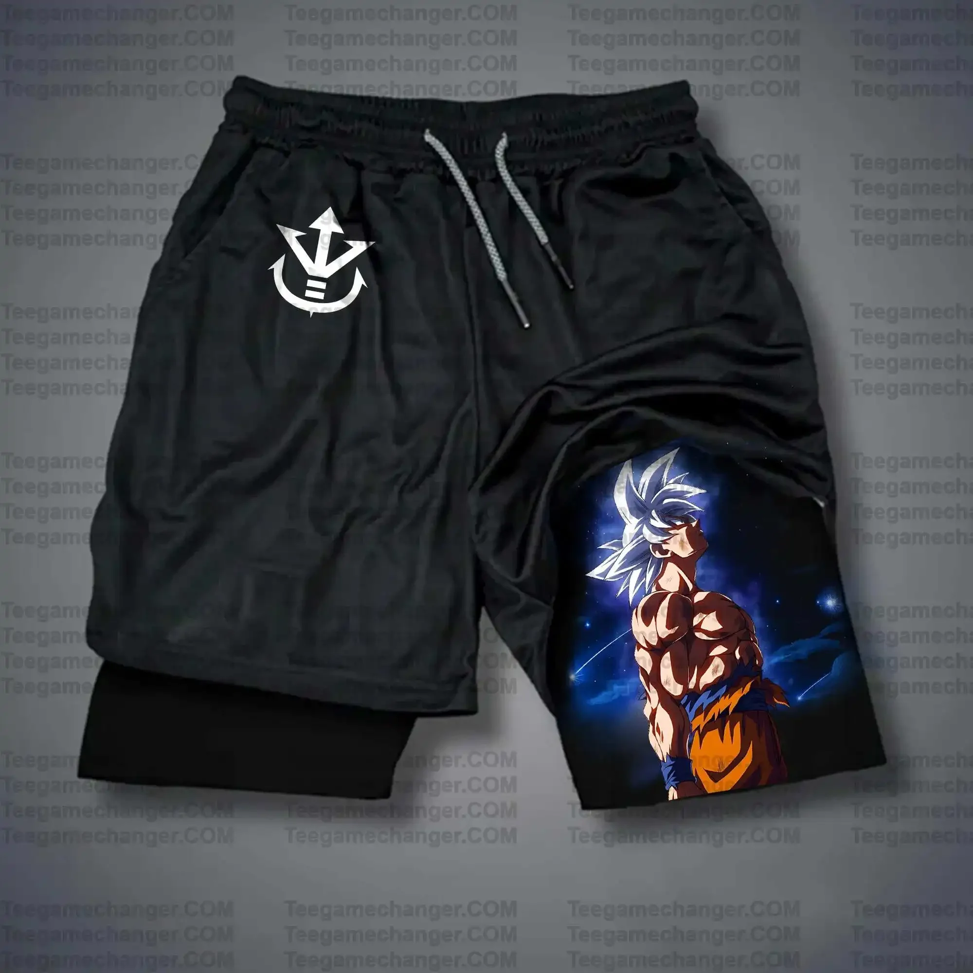 Teegamechanger Dragon Ball Z Goku Ultra Instinct Black Shorts الرجال القطن عادية الصيف الشارع الشهير موضة أنيمي الجرافيك طباعة