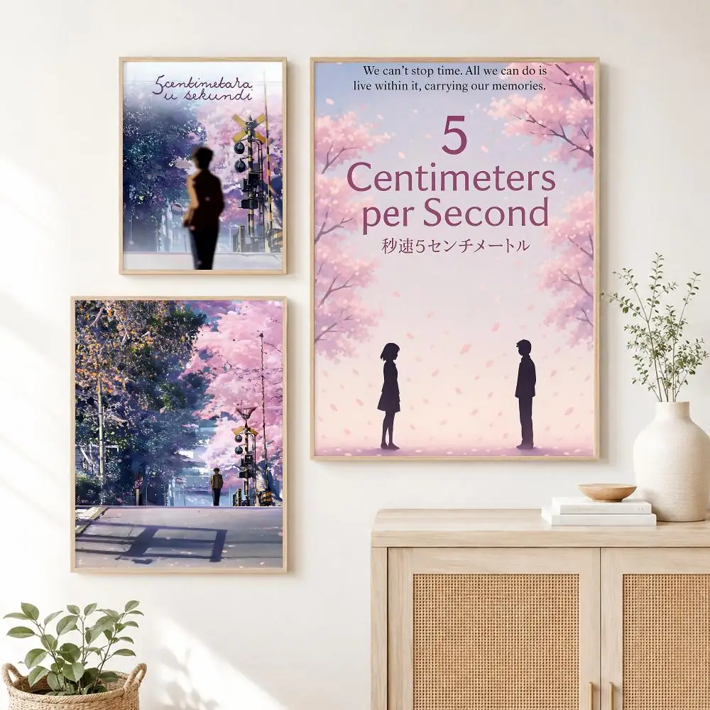 Classic Anime 5 C-Centimeters per Second Poster Self Adhesive Wall Art Decor for Bedroom Living Room Office Home Halloween Gift