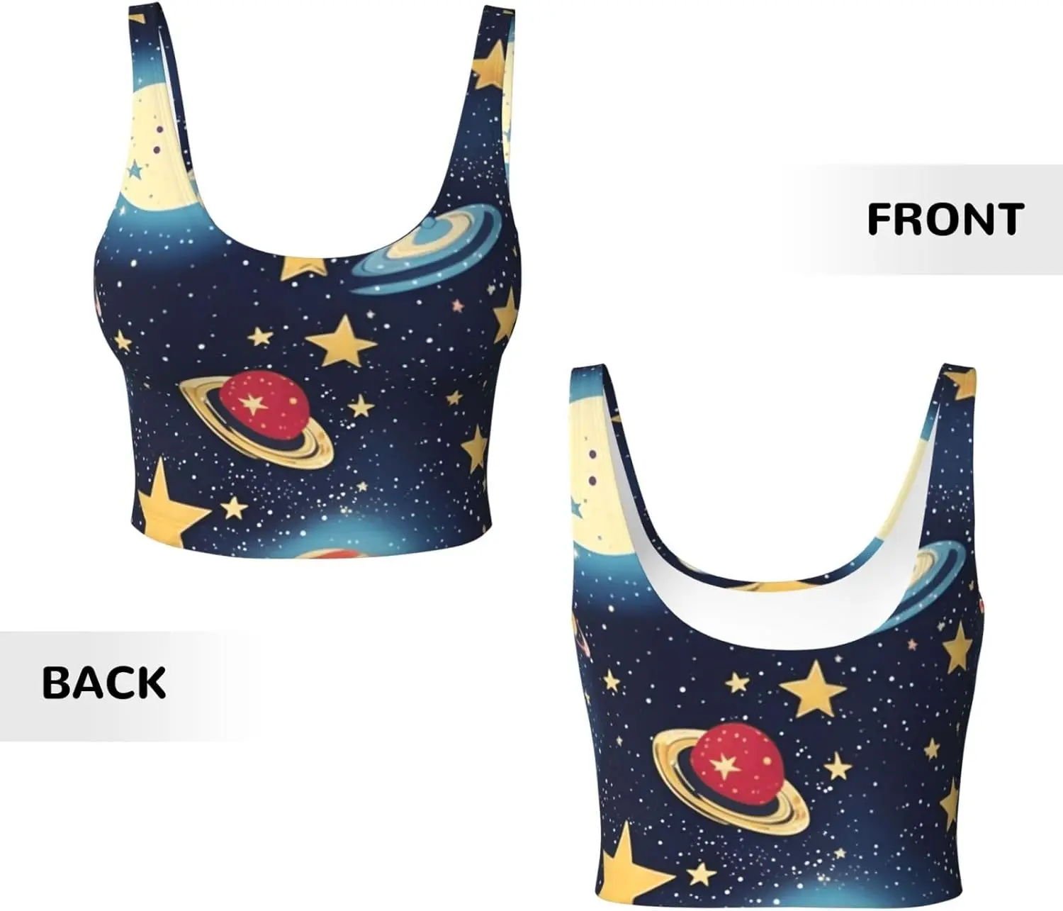 سترة رياضية بدون أكمام للسيدات بطباعة مساحة السماء المرصعة بالنجوم، سترة يوجا خفيفة الوزن مع حشوة قابلة للإزالة