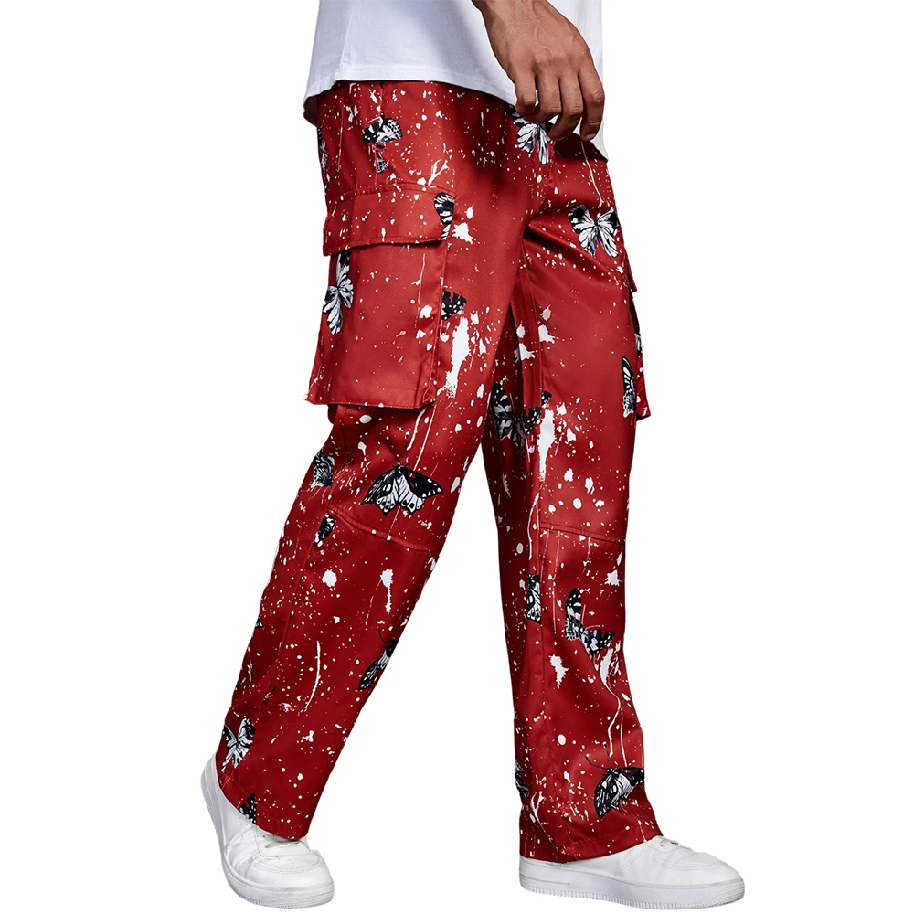 

Свободные широкие брюки с большими карманами, прямые рабочие брюки с принтом тай-дай, повседневные модные брюки в стиле хип-хоп в американском стиле High Street Tide