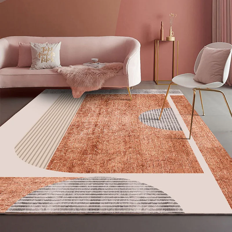 Geometric Abstract Living Room Carpet, Anti-Slip and Dirt-Resistant Floor Mat, Bedroom Bedside Carpet, Girl Room Decoration