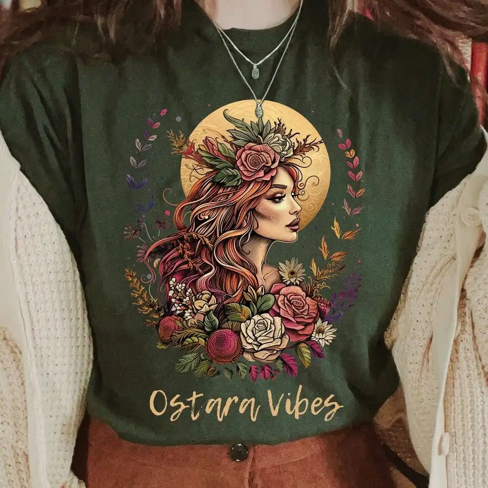 Vintage Women Ostara Goddess Easter Wicca Rituals Shirt Dark Academia Eostre Equinox Shirt Crewneck Unisex Y2K Top Streetwear