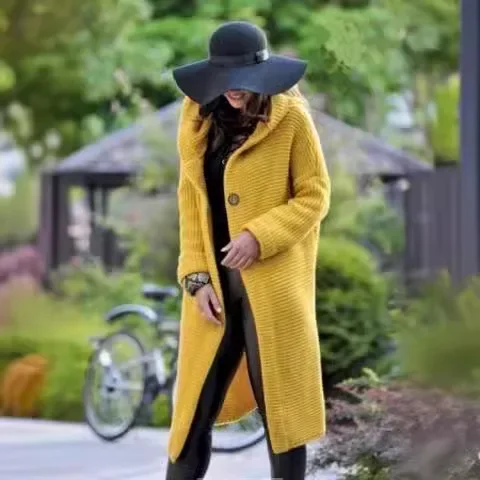 

2025 New Arrival Winter Women's Warm Plus Size Knitted Cardigan - Mid-Length Fashion Casual Outerwear for Ladies