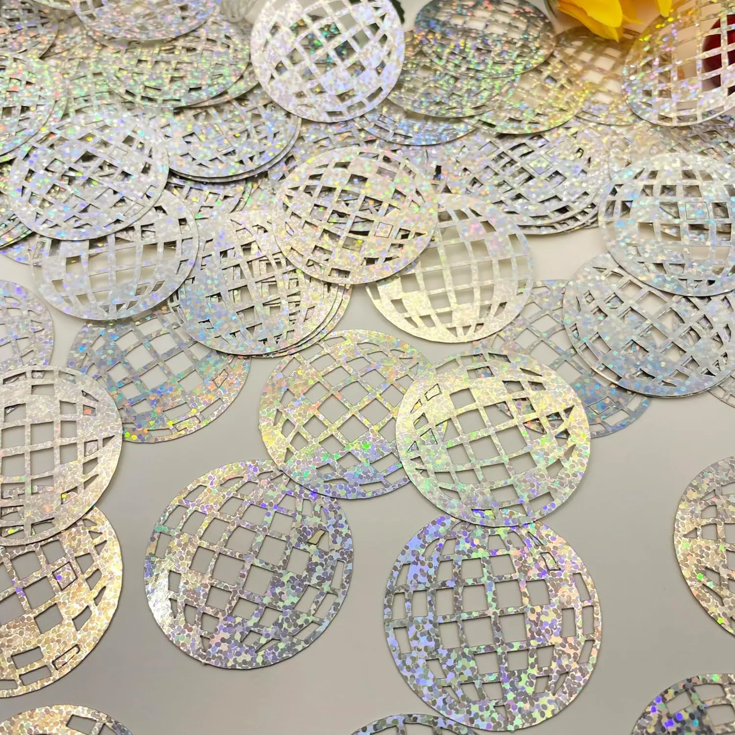 100Pcs/bag 70s 80s Disco Ball Laser Sequin Confetti Table Scatter for Disco Theme Birthday Bachelorette Wedding Party Decoration