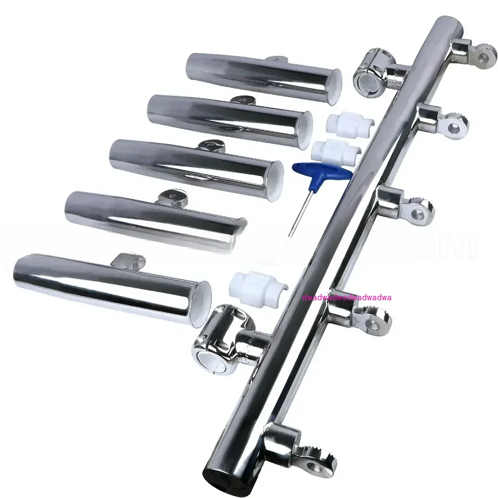 

Hot Sale Boat Marine Accessories Stainless Steel Boat Fishing Rail 5 Rod Holders