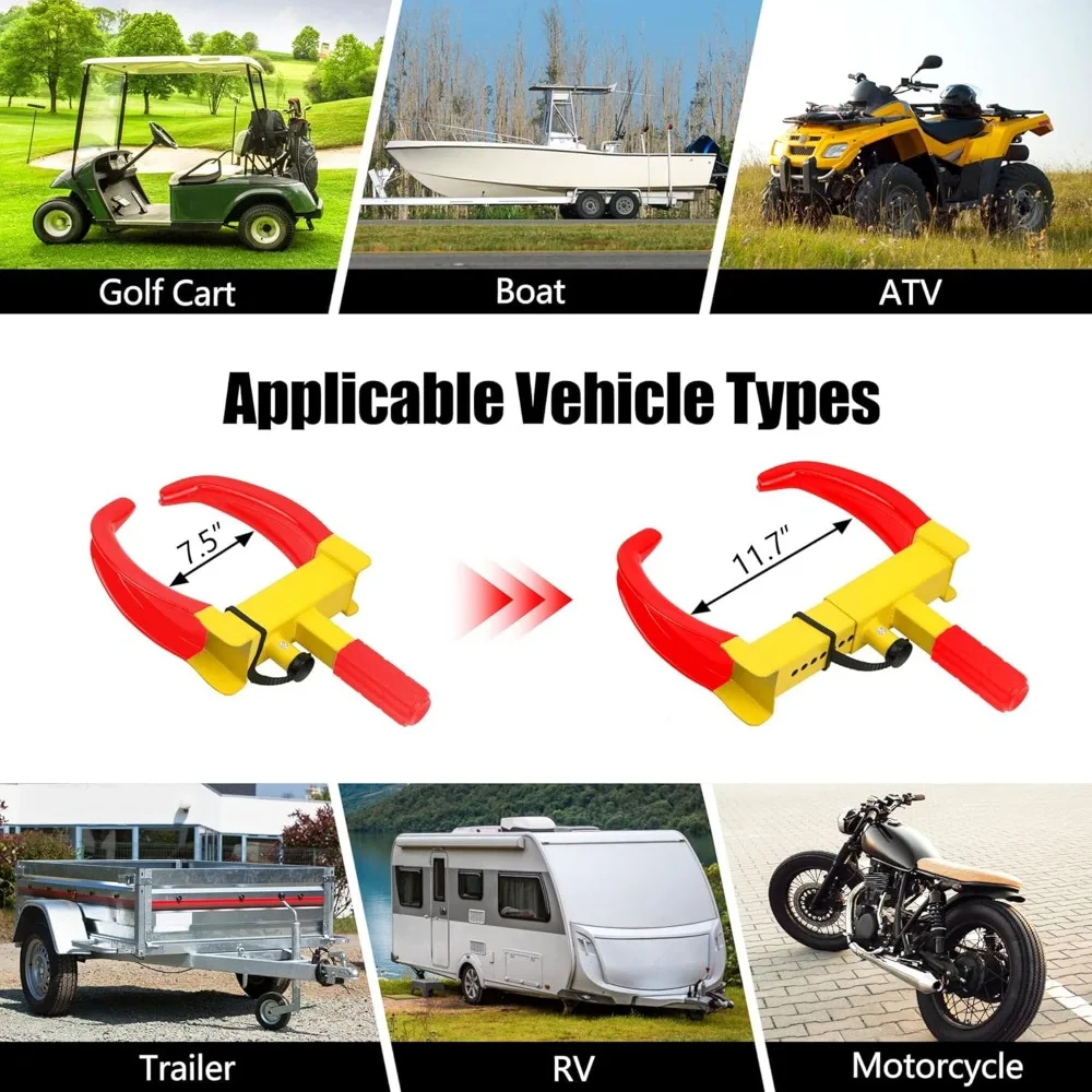 NEW-2 حزم عجلة المشبك قفل أقفال الإطارات الأمنية العالمية مكافحة سرقة قفل صالح معظم المركبات ماكس 11 "عرض الإطارات للمقطورات SUV #1