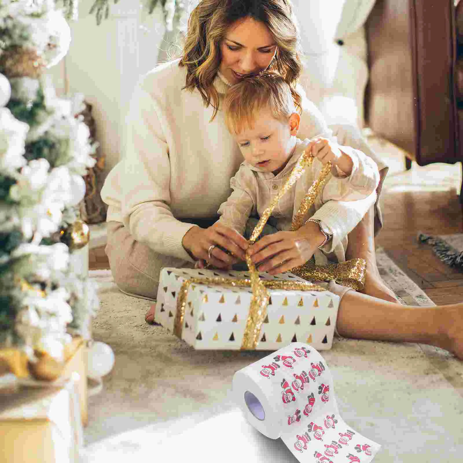 4 Rollen Santa Toiletten papier gefälschte Weihnachten Tissue Dinner Taschen tücher Einweg Festival Druck einkaufen