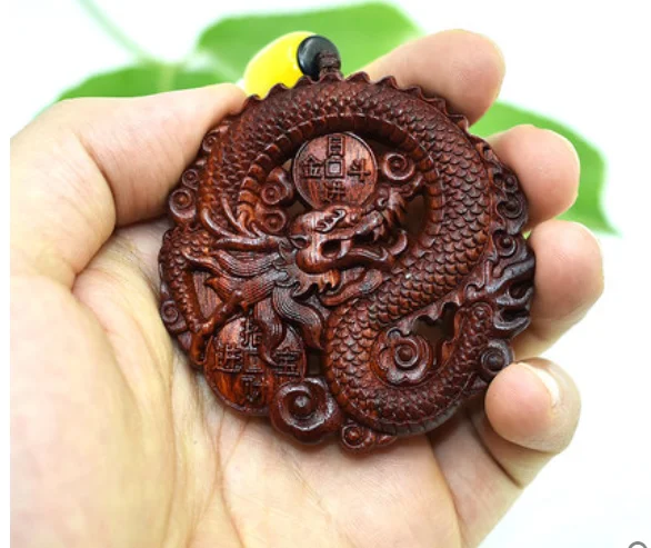 Small leaf red sandalwood dragon brand pendant Guanyin safe and sound pendant men's and women's car key pendant