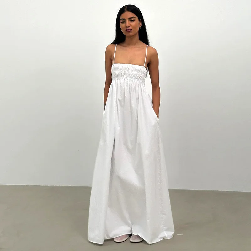 Sexy Spaghetti träger rücken freies Maxi kleid Frauen schulter frei Sommerkleid 2024 Sommerabend Abschluss ball elegante Kleidung