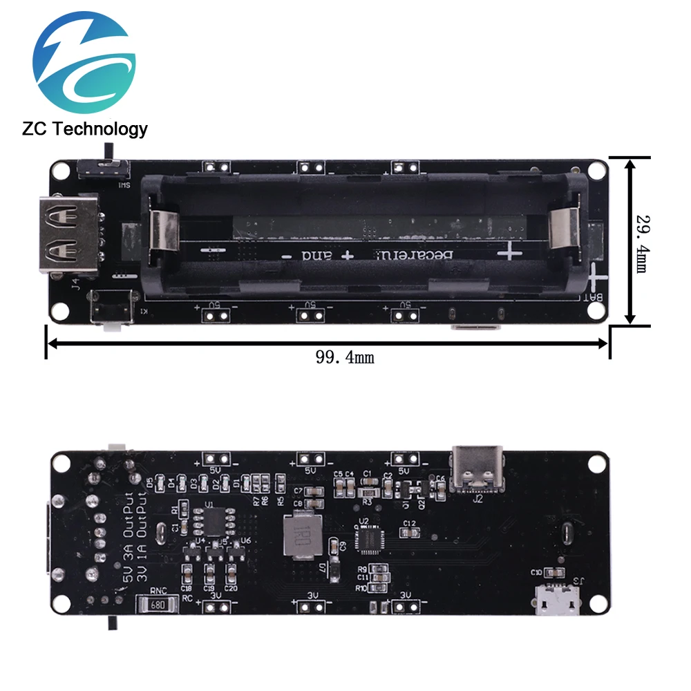 Dual 18650 Lithium Battery Shield V3/V8 Power Bank 1 Way Charging Module 5V/3A 3V/1A Type-C Micro USB For Raspberry Pi ESP32S