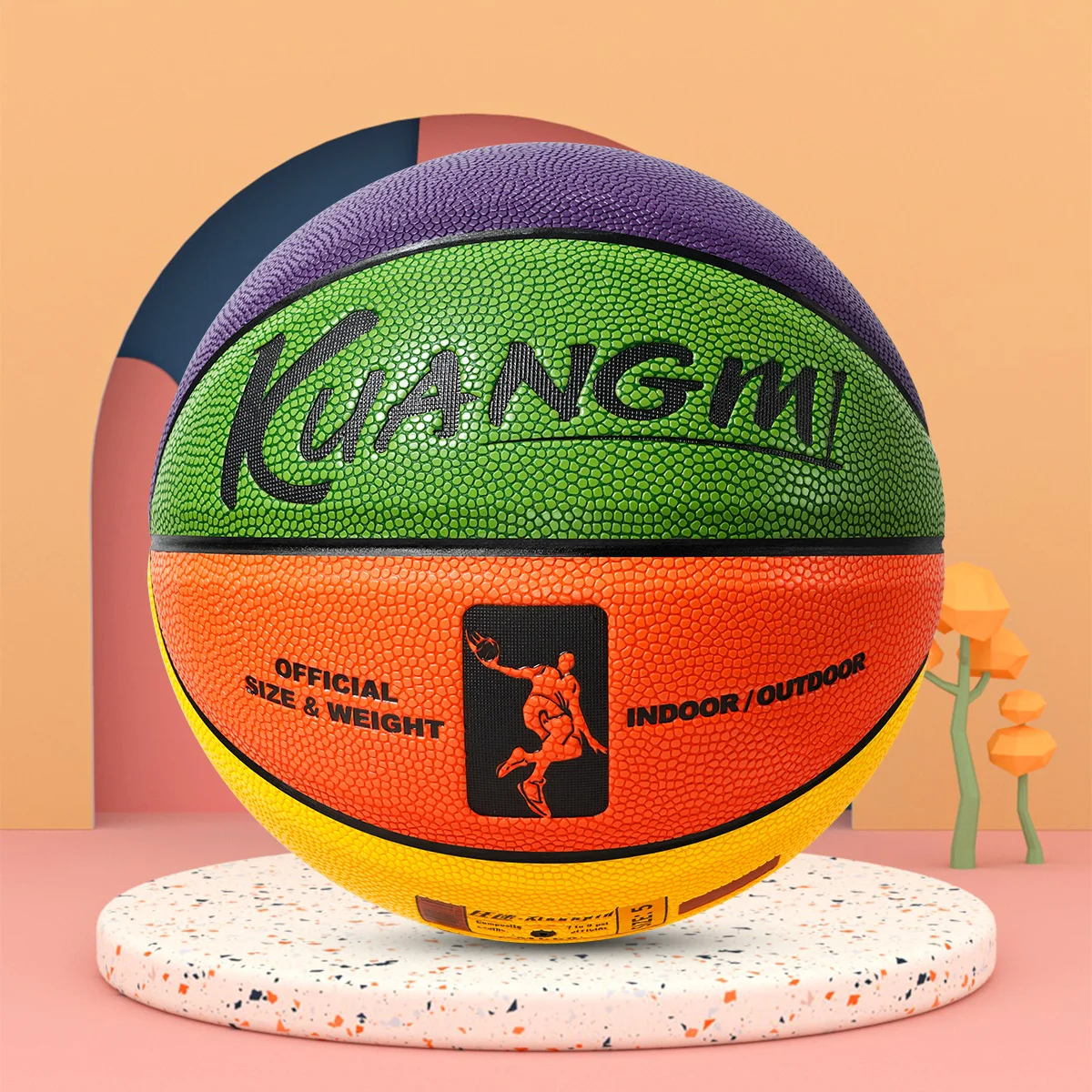 Kuangmi Children Game Basketball PU Leather Training Ball Indoor Outdoor Official Size 7 6 5 4 3 kids Birthday Gift