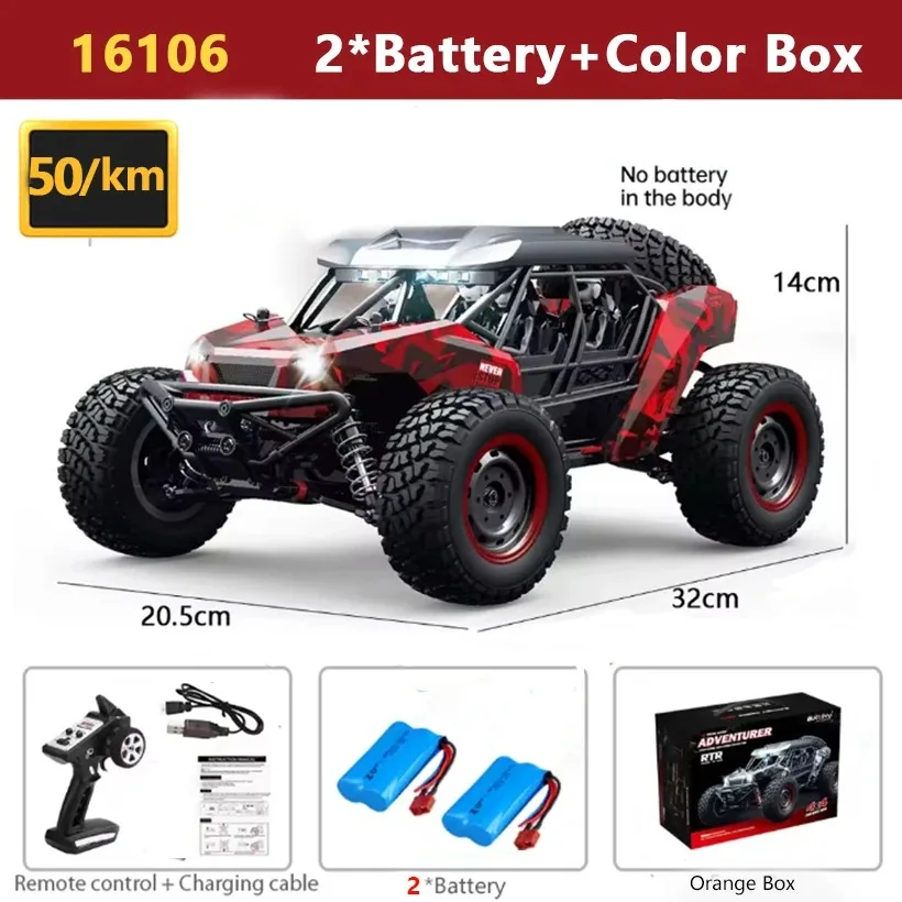 US Stock Toys SCY 16106 1/16 Radio Control Off-Road Car AWD RC Electric Desert Truck Light Charging Protection RC390 Motor ESC Model