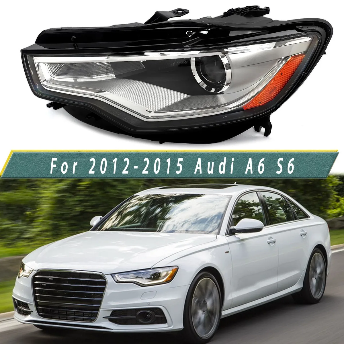 Left Side Headlight Assembly Replace For Audi A6 S6 TDI Sedan 4-Door 2012 2013 2014 2015 Xenon Projector Front Head Lamp