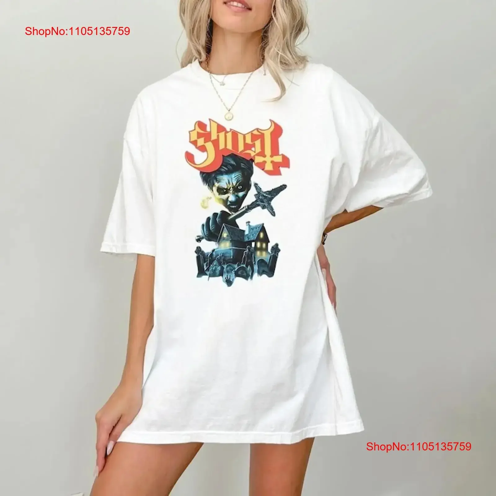 تي شيرت Ghost World Tour 2025 Fan Skeletour تي شيرت عتيق مغسول متعدد الاستخدامات مريح ناعم أوم ملابس غير رسمية مصممة جرافيك