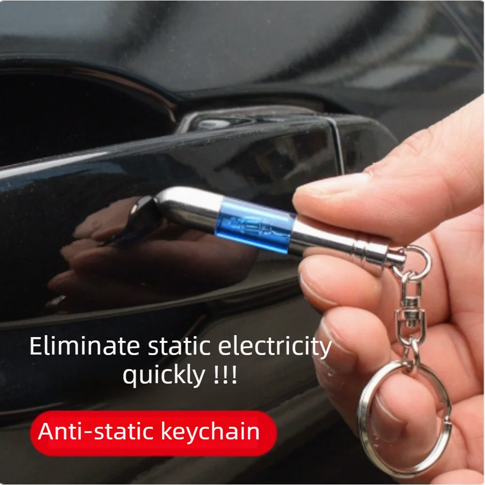1PC Car Anti-Static Keychain Static Electricity Remover Car Body Static Eliminator Discharger Portable Key Ring Antistatic Rod