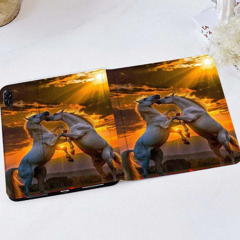 

Two White Horses Sunset For Huawei MatePad M5 T5 SE 11 Pro Honor Tab 5 V7 V8 X9 GT 10.1 10.8 Inch Tablet Case