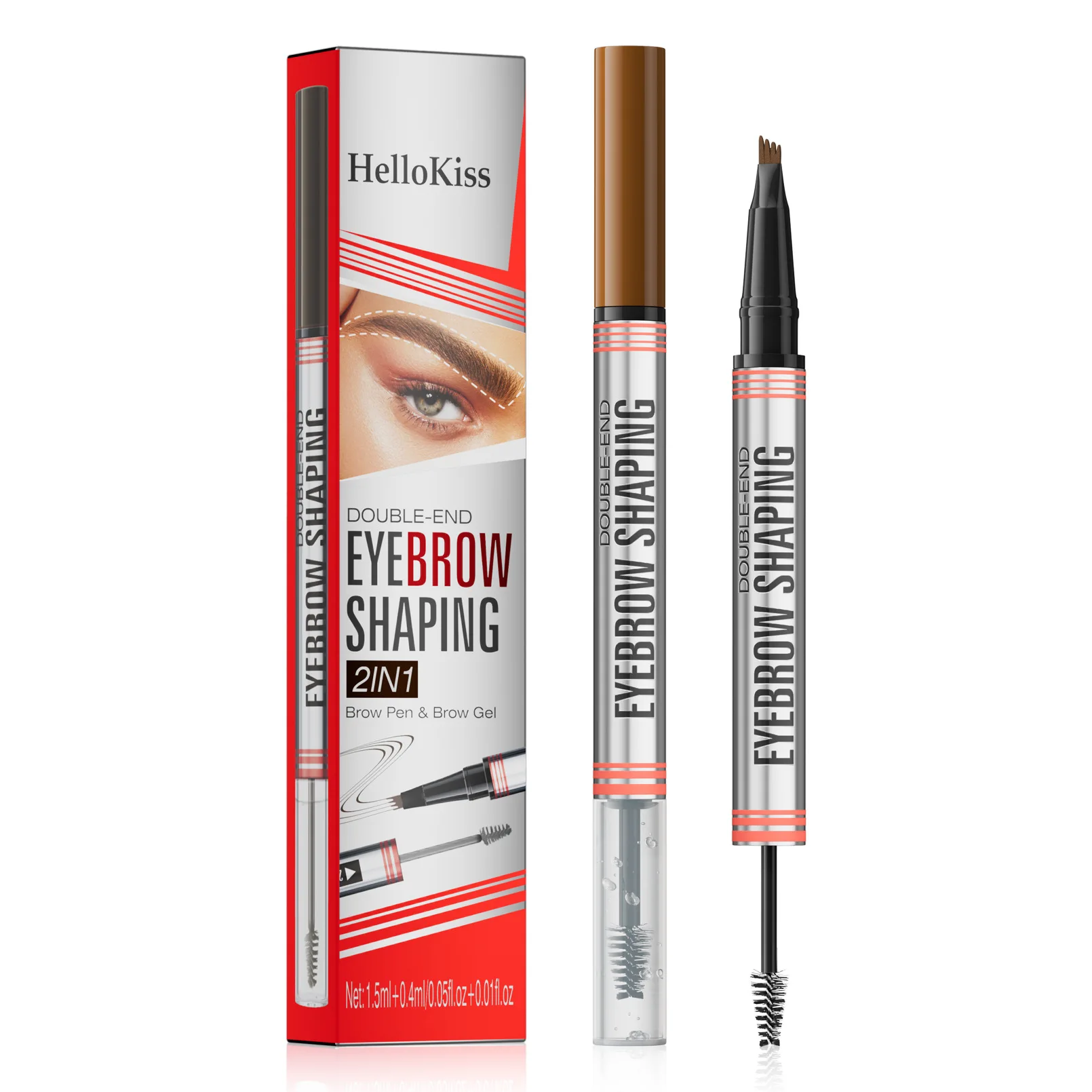 EyeblogugTattoo-Stylo à sourcils gel liquide, stylo à sourcils, crayon à sourcils marron, stylo à sourcils ultra fin, imperméable, cosmétiques pour les yeux, maquillage, 4 points