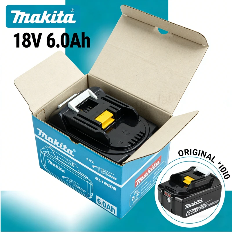 

2026 New 6000mAh Genuine Makita BL1860 6Ah Li-ion Battery Power Tools Replacement LXT BL1840 for 18V Screwdriver with BMS