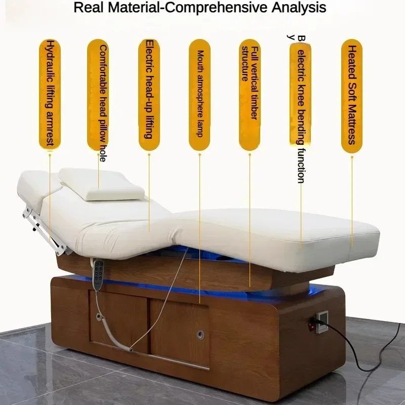 سرير تدليك لصالون التجميل، سرير العلاج الطبيعي للتدفئة بدرجة حرارة ثابتة، جسم مطرز بالوشم بالكامل