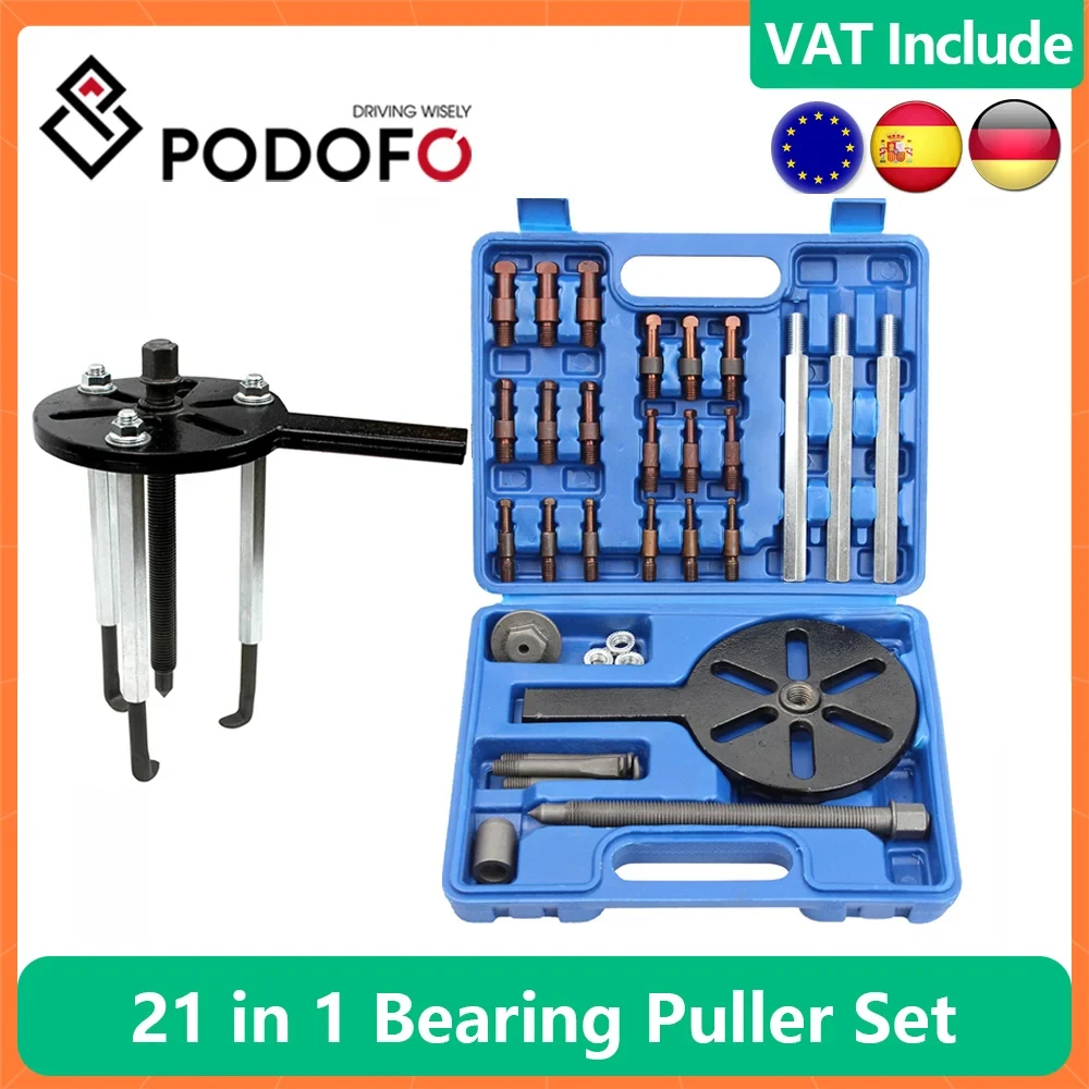 Podofo 21 in 1 Bearing Puller Tool Set 3 Jaw Puller Bearing Removal Tool Disassembly Inner Hole Removal Tool