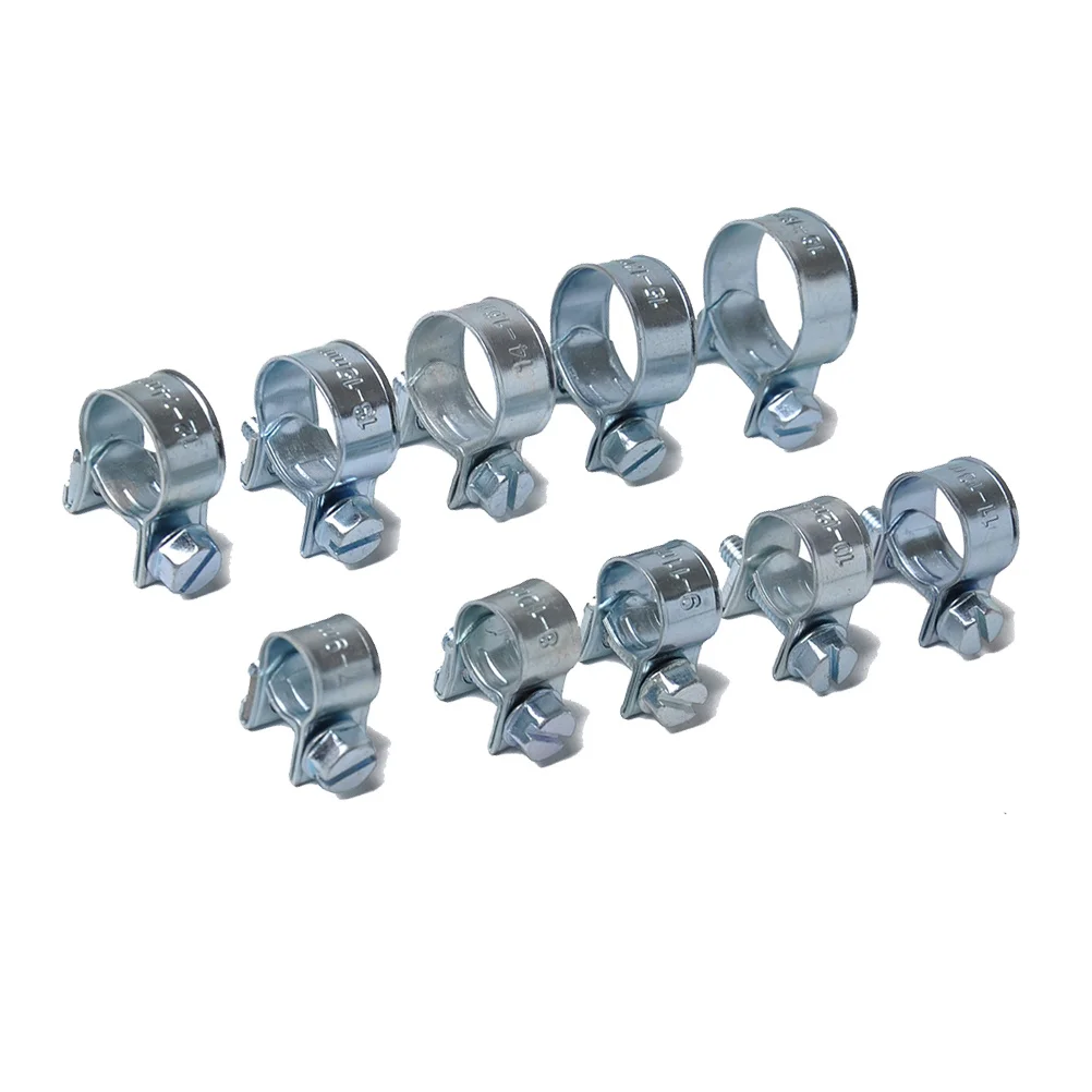 

60pcs Stainless Steel Adjustable Worm Gear Clamps 10 Sizes For Fuel Line Water Pipe Air Silicone Tubing Pipe Fitting Connector