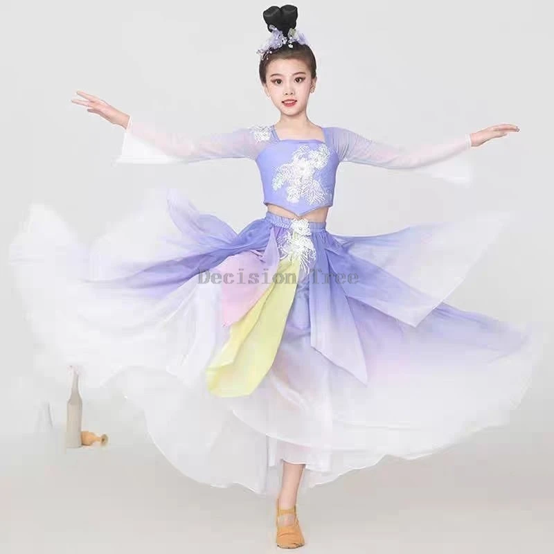 2026 New Children's Classical Dance Performance Costume girls' chinese dance Uniform Kids' Dance Costume Set With Headdress