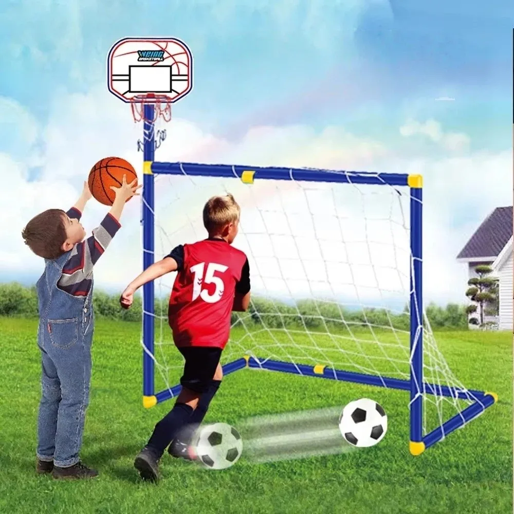 

New 2-in-1 Football Gate Large Size Detachable Sports Toy Set ABS Children Size Basketball Stand Indoor Outdoor Use