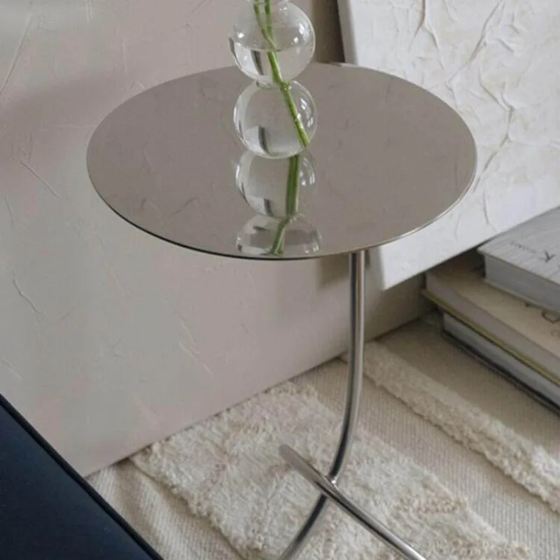 Nordic Minimalist Stainless Steel Side Tables Bedroom Metal Nightstand Apartment Corner Small Table