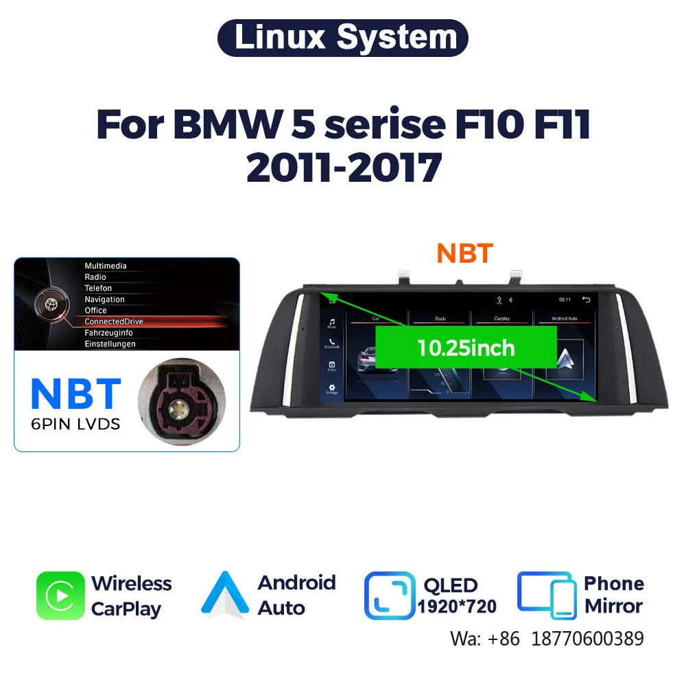Mekede EU STOCK Linux System Car Radio Autoradio for BMW 5 SERIES F10 F11 2011-2017 with Wireless Car-play Android Auto