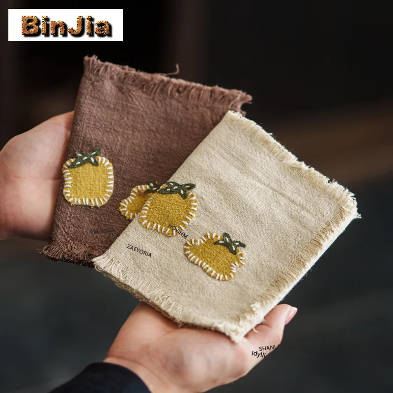 BAEJORIA Old Cloth Hand Sewing Embroidery Tassel Tea Towel Creative Cloth Napkins Tea Napkins Household Tea Cloth Teaware Gift