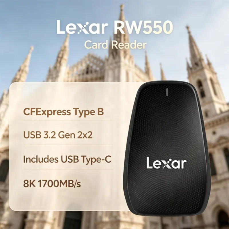 Lexar RW550 USB 3.2 Gen 2x2 CFexpress Type B Reader 8K 20Gbps USB Type-C Card Reader for Camera Data Transfer
