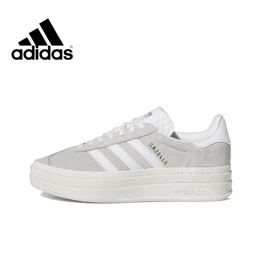 

Женские кроссовки без шнуровки Adidas GAZELLE, толстая подошва, повседневные, спортивные, белые