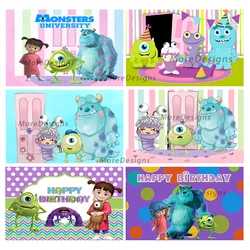 Monsters Inc Photo Backdrop Kids Birthday Party Baby Shower Cartoon Character Vinyl Polyester Fabric Background Banner