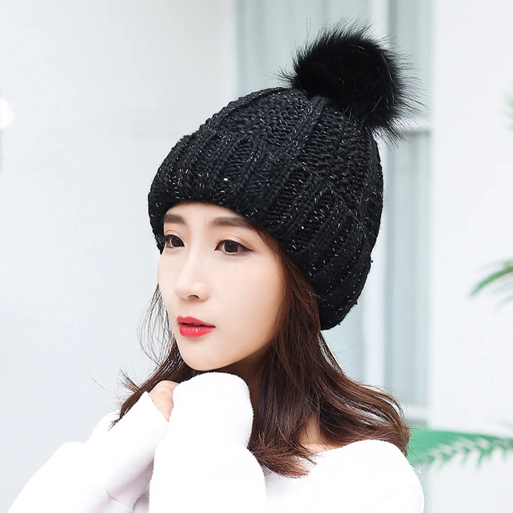 سميكة الخريف الشتاء محبوك قبعة الرقبة الحرس الأسود وشاح مجموعة للنساء الدافئة غزل الصوف قبعة مريحة أنيقة الاستخدام في الهواء الطلق