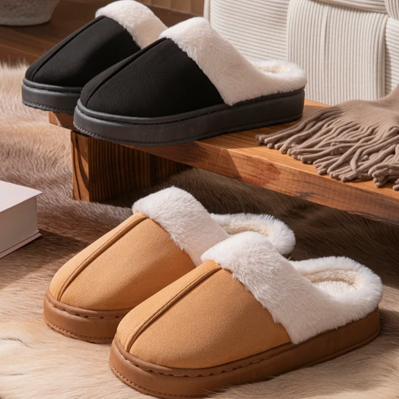 2025 New Women's Cotton Slippers Autumn/Winter Anti slip Thick Bottom Indoor Home Warmth Cute Cotton Drag