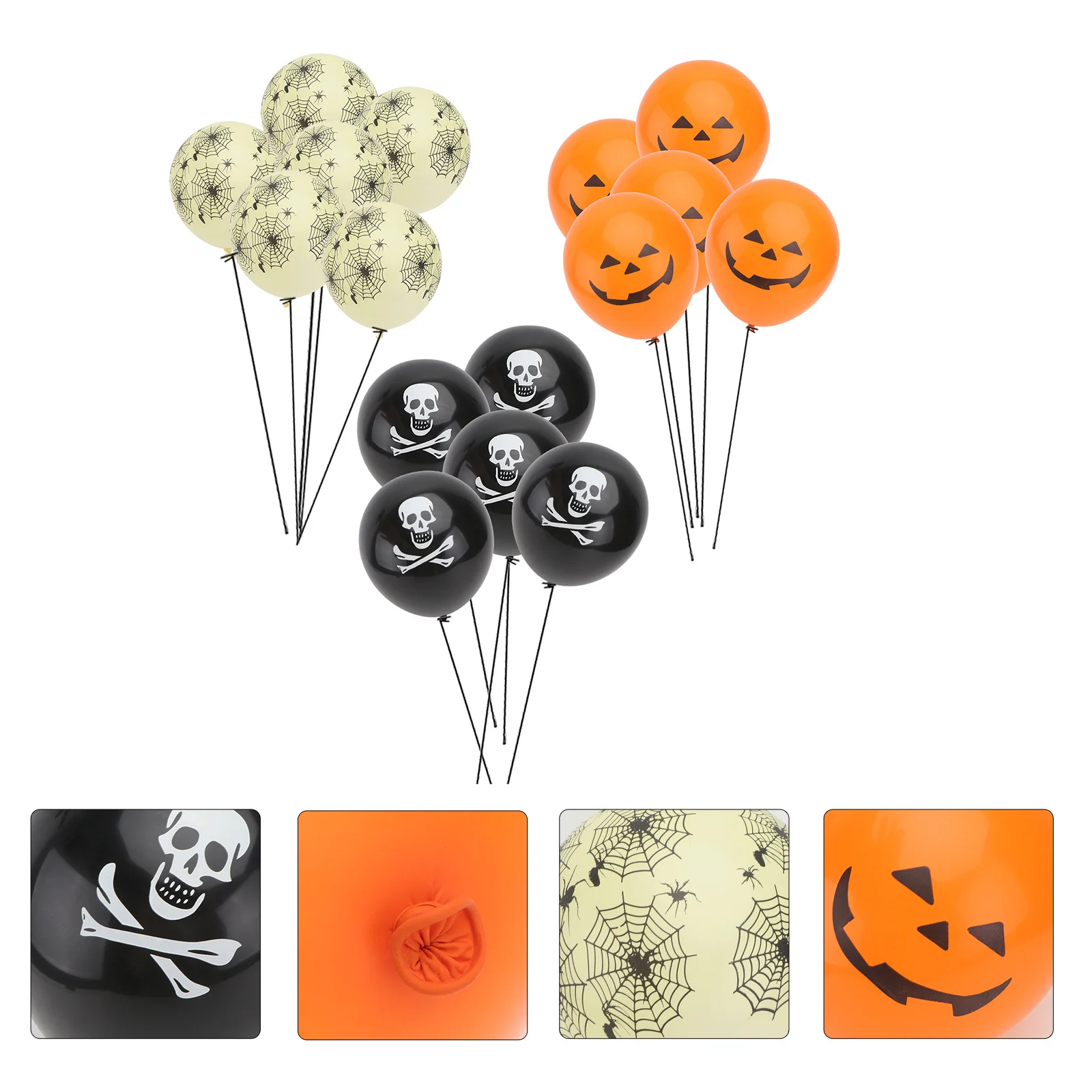 

60pcs Halloween Set Skull Pumpkin Spider Web Printed Latex Printed Latex Balloons Party Decorations For Celebration Supplies