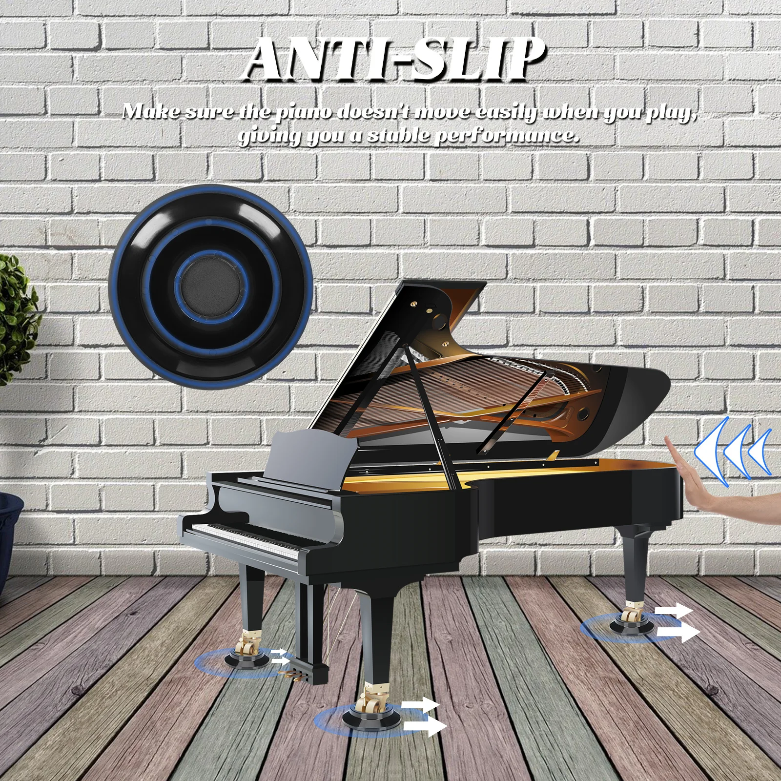 

8Pcs Anti-Skid Floor Mat for Piano Protective Thick Wear Resistant Pads for Upright Piano Furniture Chair Desk Bed with Wheels