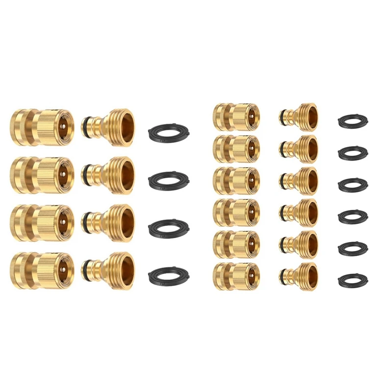 Garden Hose Quick Connector Solid Brass,3/4 Inch GHT Thread Fitting No-Leak Water Hose Female And Male Adapter