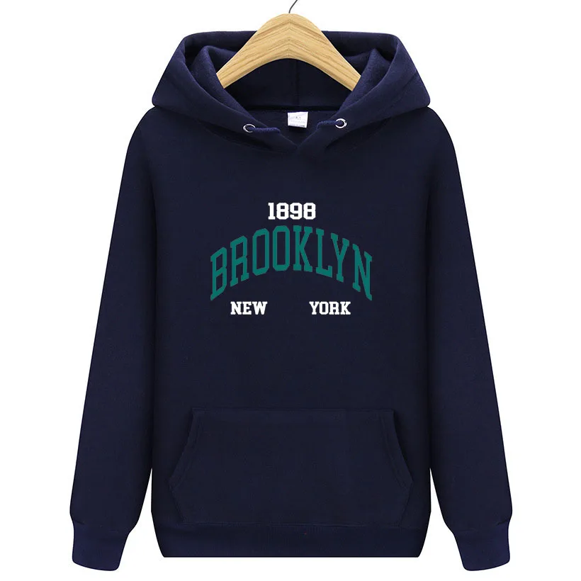 Brooklyn Creative Letter Pattern Male Hoodies Casual Street Style Clothes Hip Hip Loose Sweatshirts Autumn Fleece Pullovers